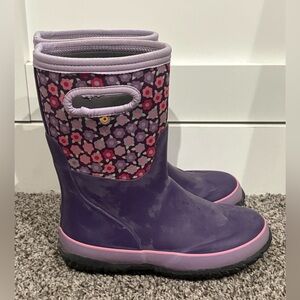 Bogs Neoprene Purple Floral Big Kids Rain Boots Size 3Y Good to -22 Degrees